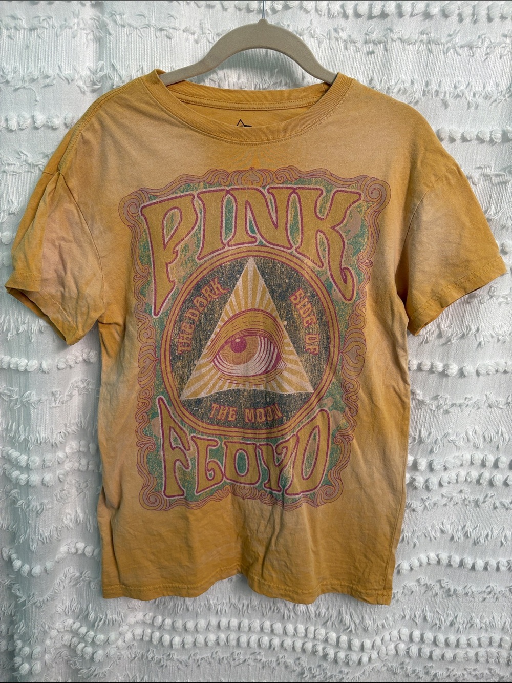 Pink Floyd Yellow-Orange Kids Graphic Tee with Psychedelic Print